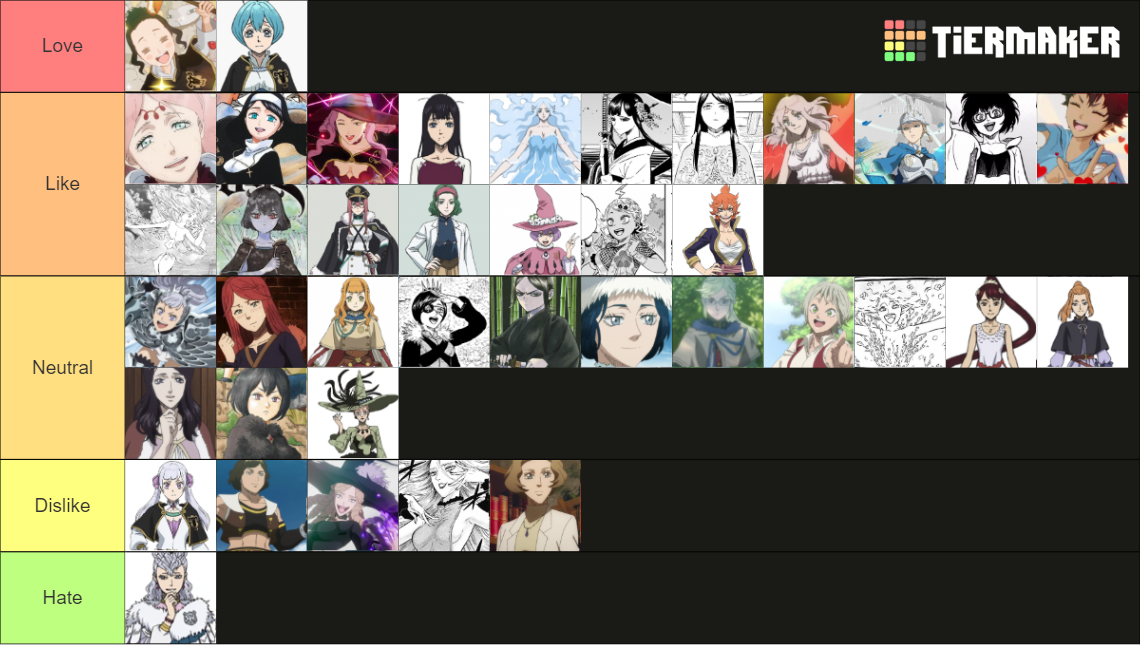 Black Clover Waifus Tier List Rankings) TierMaker