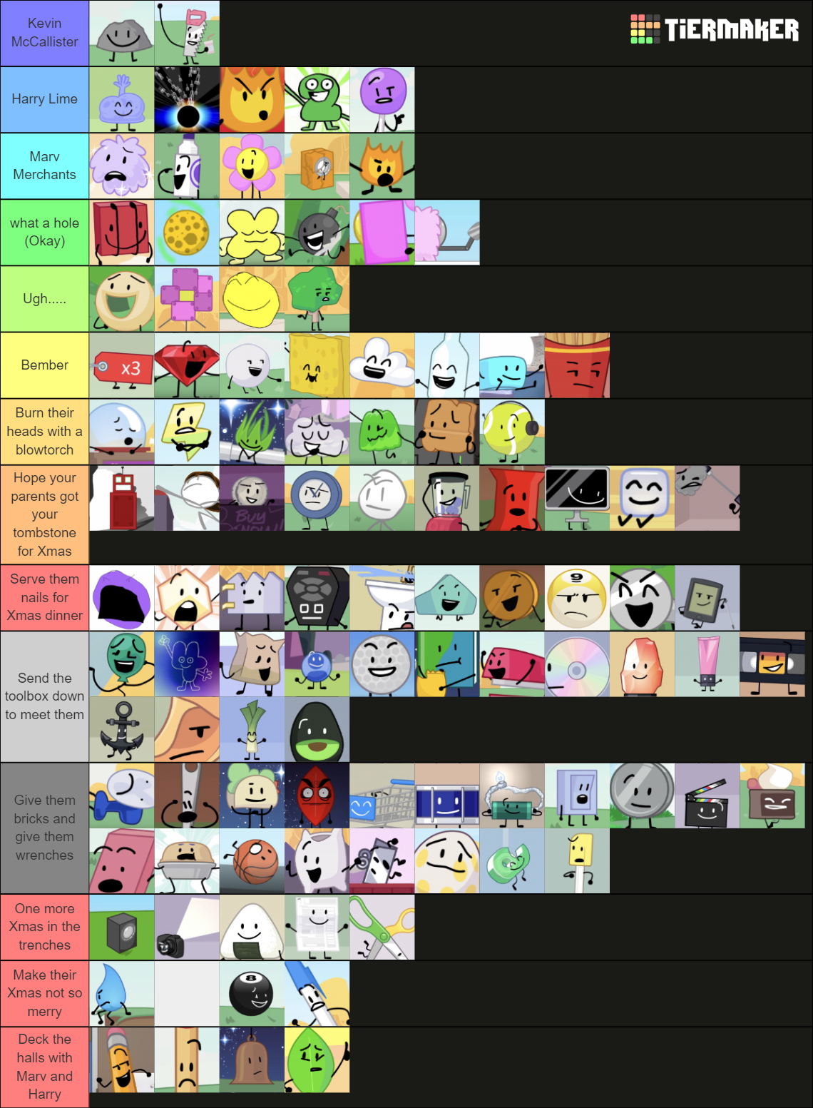 BFDI/BFB/TPOT Characters Tier List (Community Rankings) - TierMaker