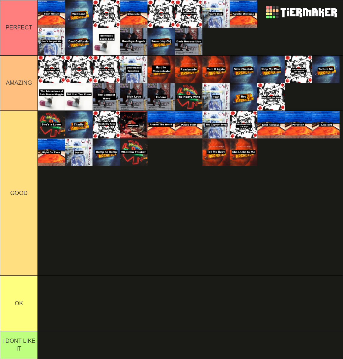 All Red Hot Chili Peppers Songs Tier List Rankings) TierMaker
