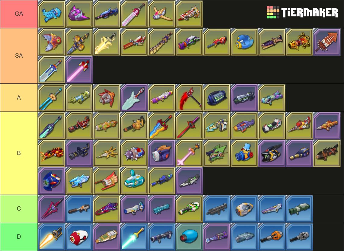 ROCKMAN X DIVE(Korean) 2022.12.13 (PvE) (Weapon) Tier List