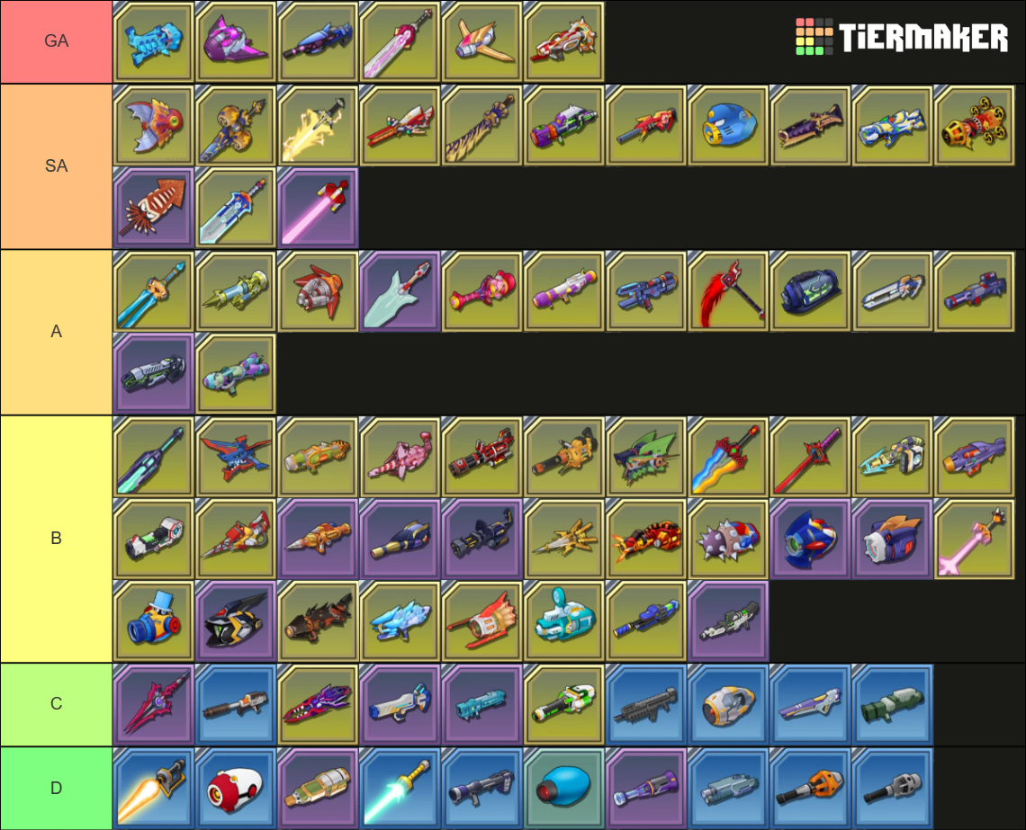 ROCKMAN X DIVE(Korean) 2022.12.13 (PvE) (Weapon) Tier List