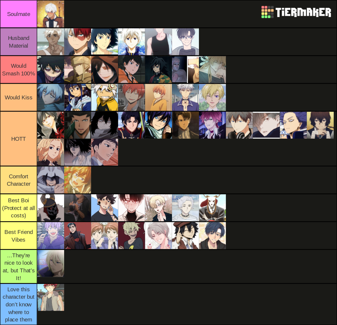 My Anime/Manga/Webtoon Husbando Tier List (Community Rankings) - TierMaker