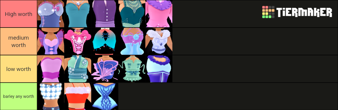Royale high corset value Tier List (Community Rankings) - TierMaker