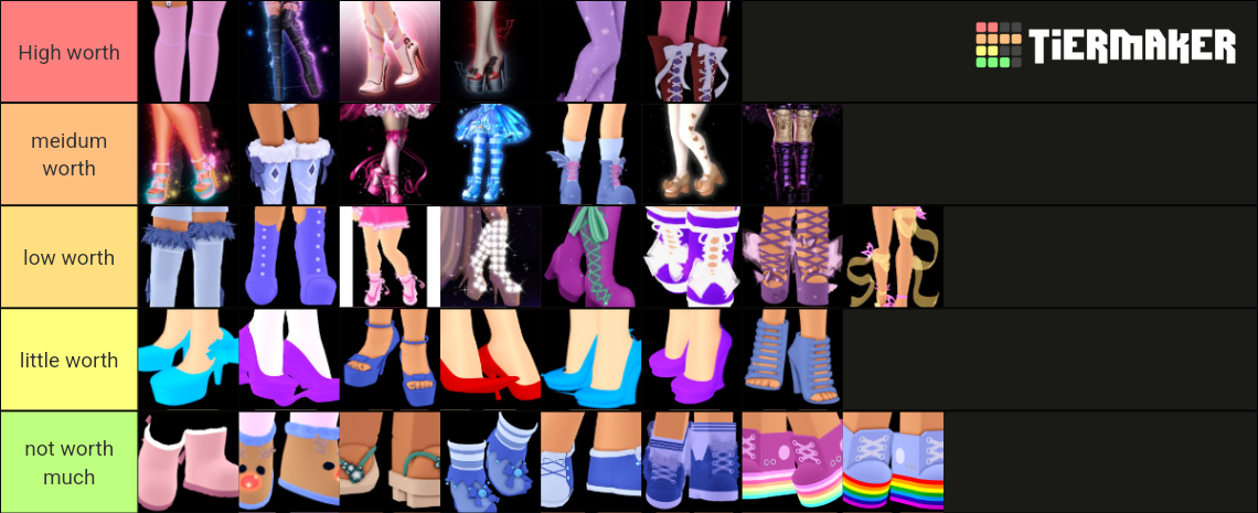 royale high shoes value Tier List (Community Rankings) - TierMaker