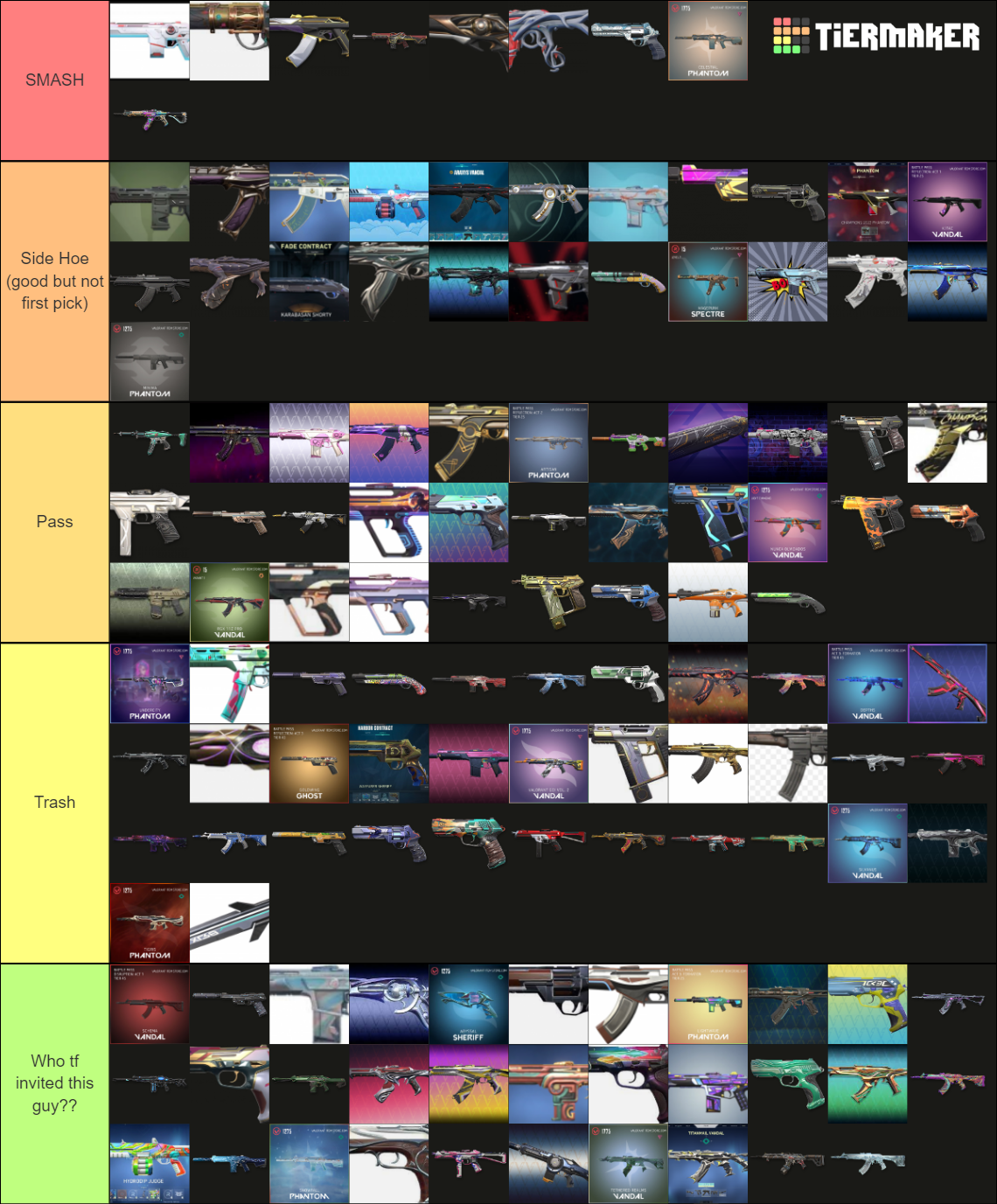 All Valorant Skins (2023) Tier List Rankings) TierMaker