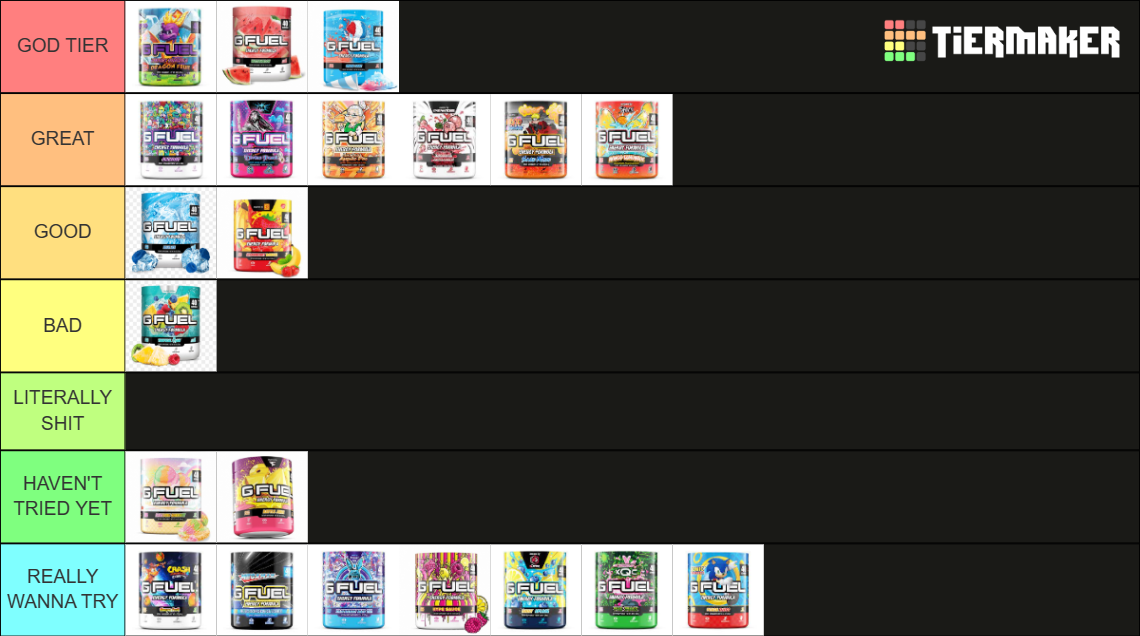 GFUEL FLAVORS TIER LIST SO FAR Tier List Rankings) TierMaker