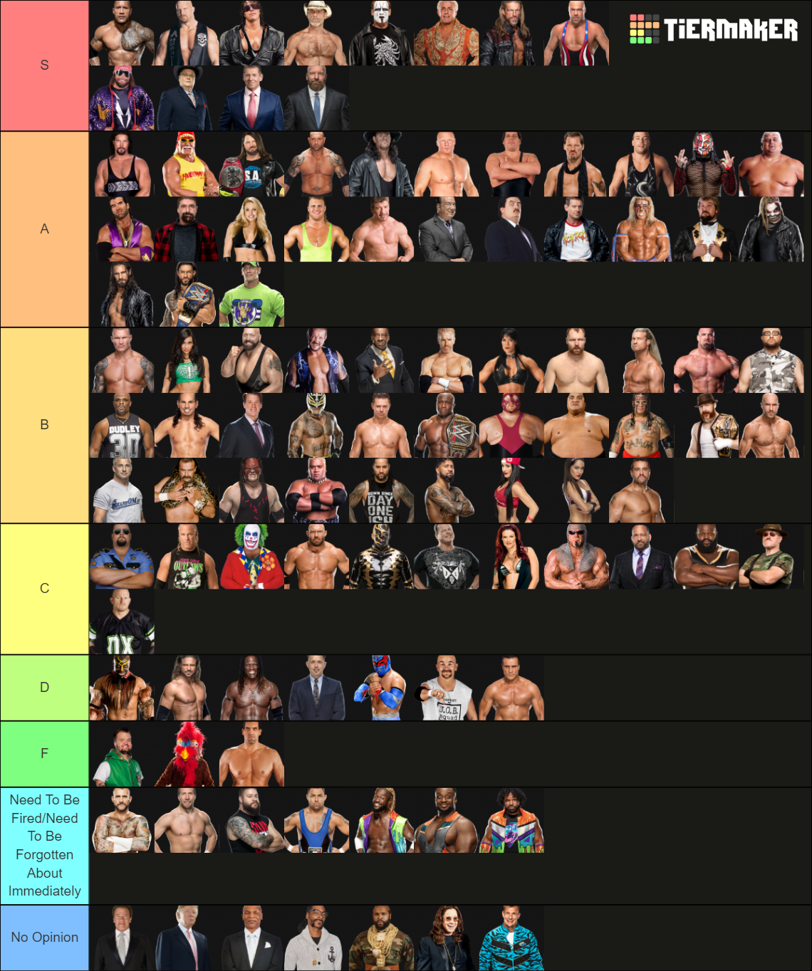 Ultimate WWE Tier List Rankings) TierMaker