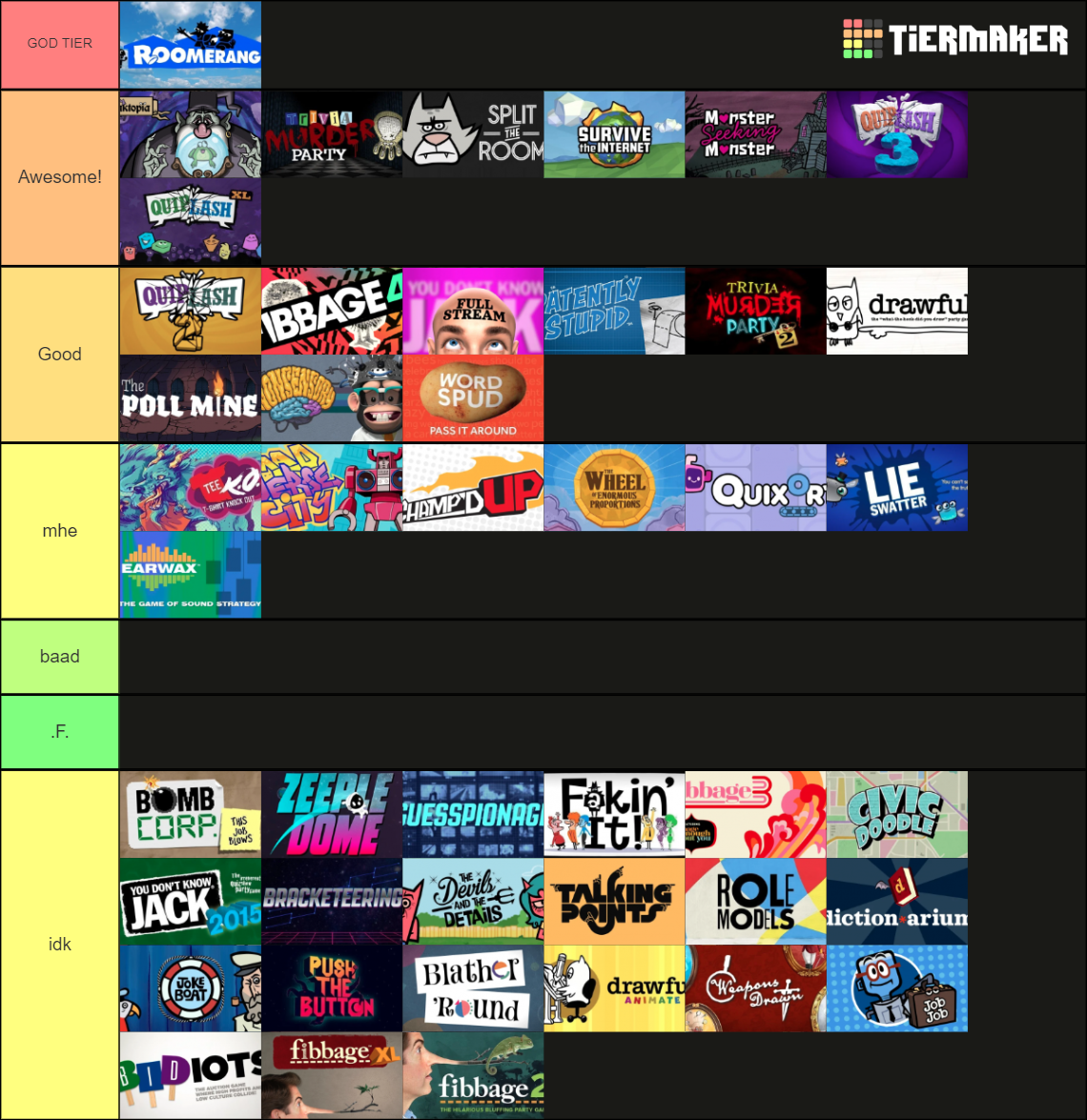 Jackbox Party Packs (110) Tier List Rankings) TierMaker