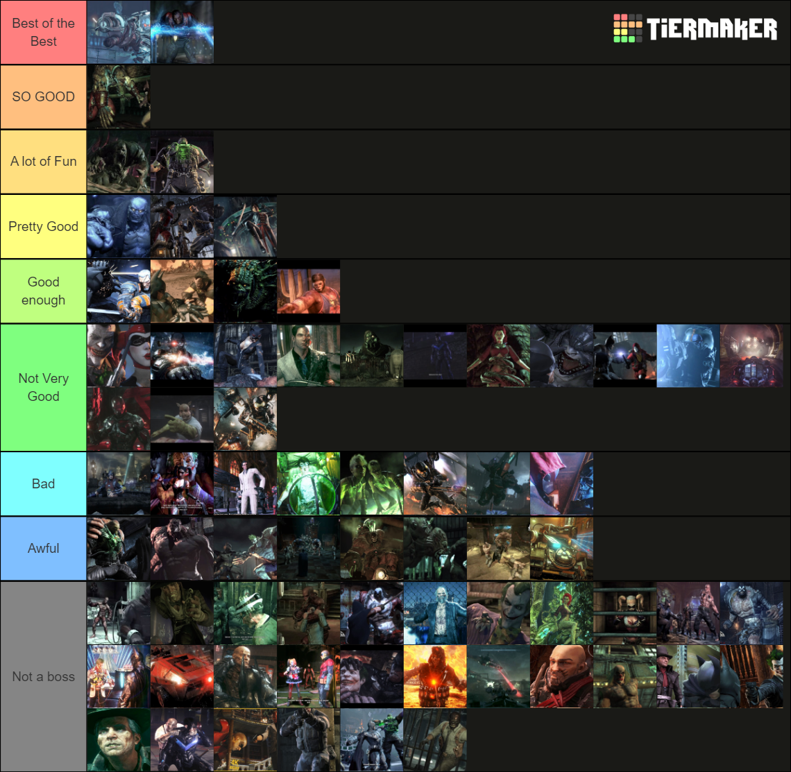 Batman Arkham Series Boss Battles Tier List Community Rankings Tiermaker