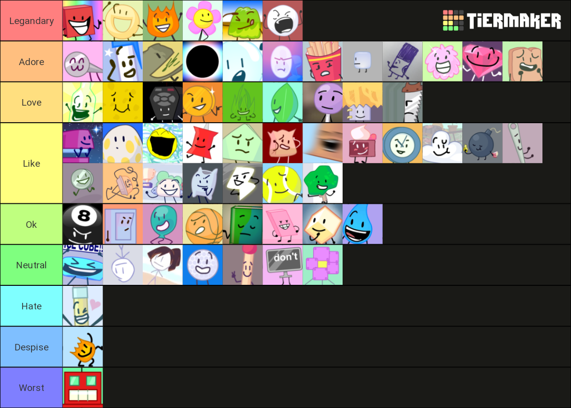 All 64 BFB Characters Tier List (Community Rankings) - TierMaker