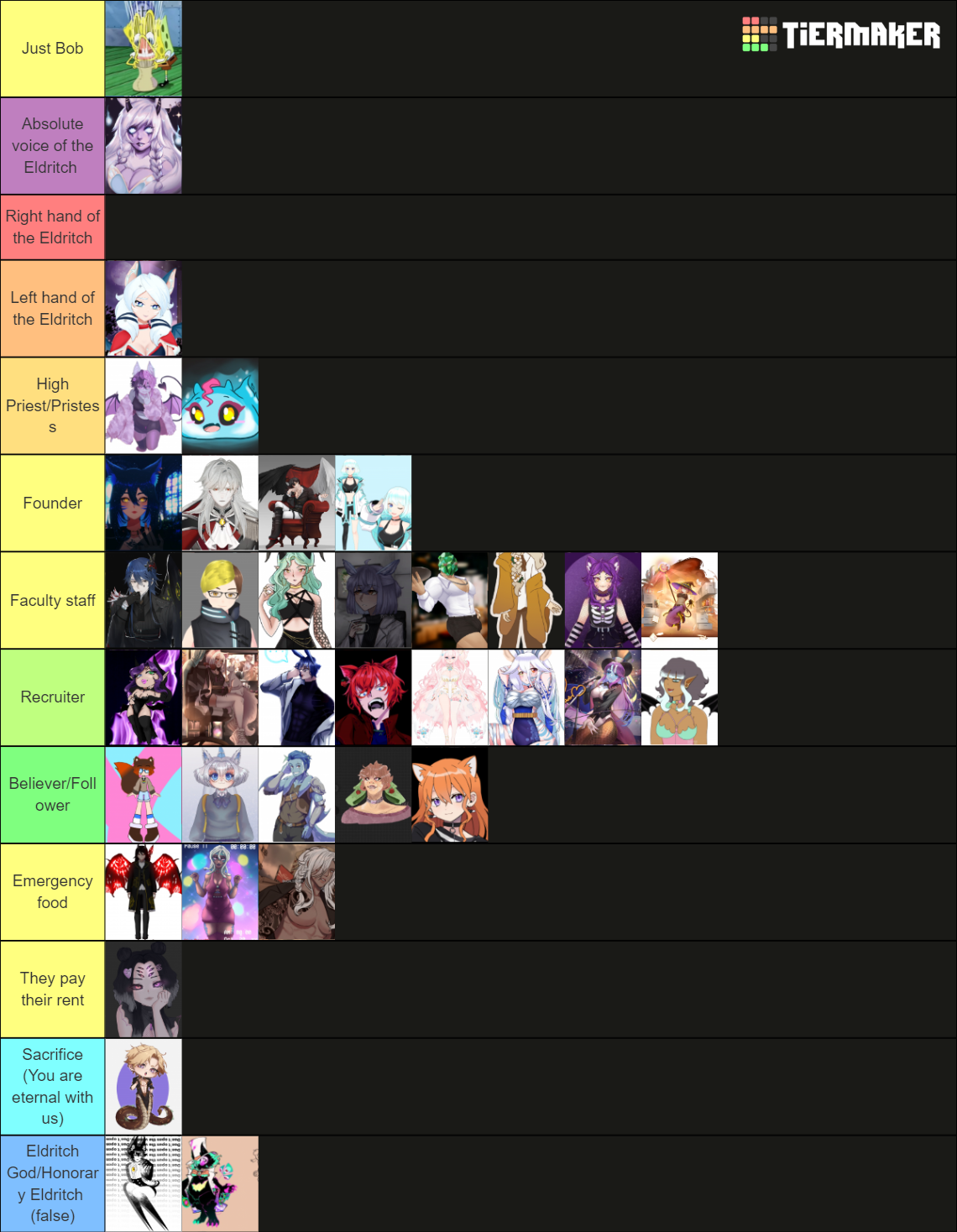 "Vex's Fantastic and totally not a Cult" Cult Tier List