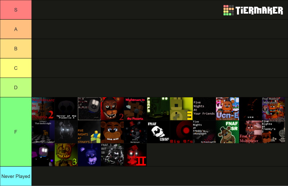 Roblox FNaF Games Tier List Community Rankings TierMaker