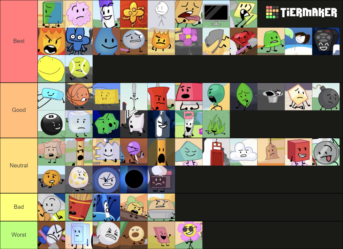 BFB characters (made as of bfb 15) Tier List Rankings