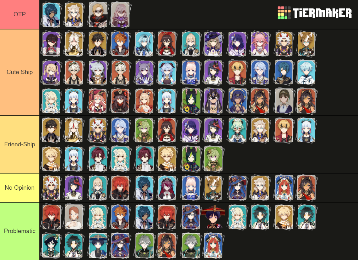 Popular Genshin Ships (V3.5) Tier List (Community Rankings) - TierMaker