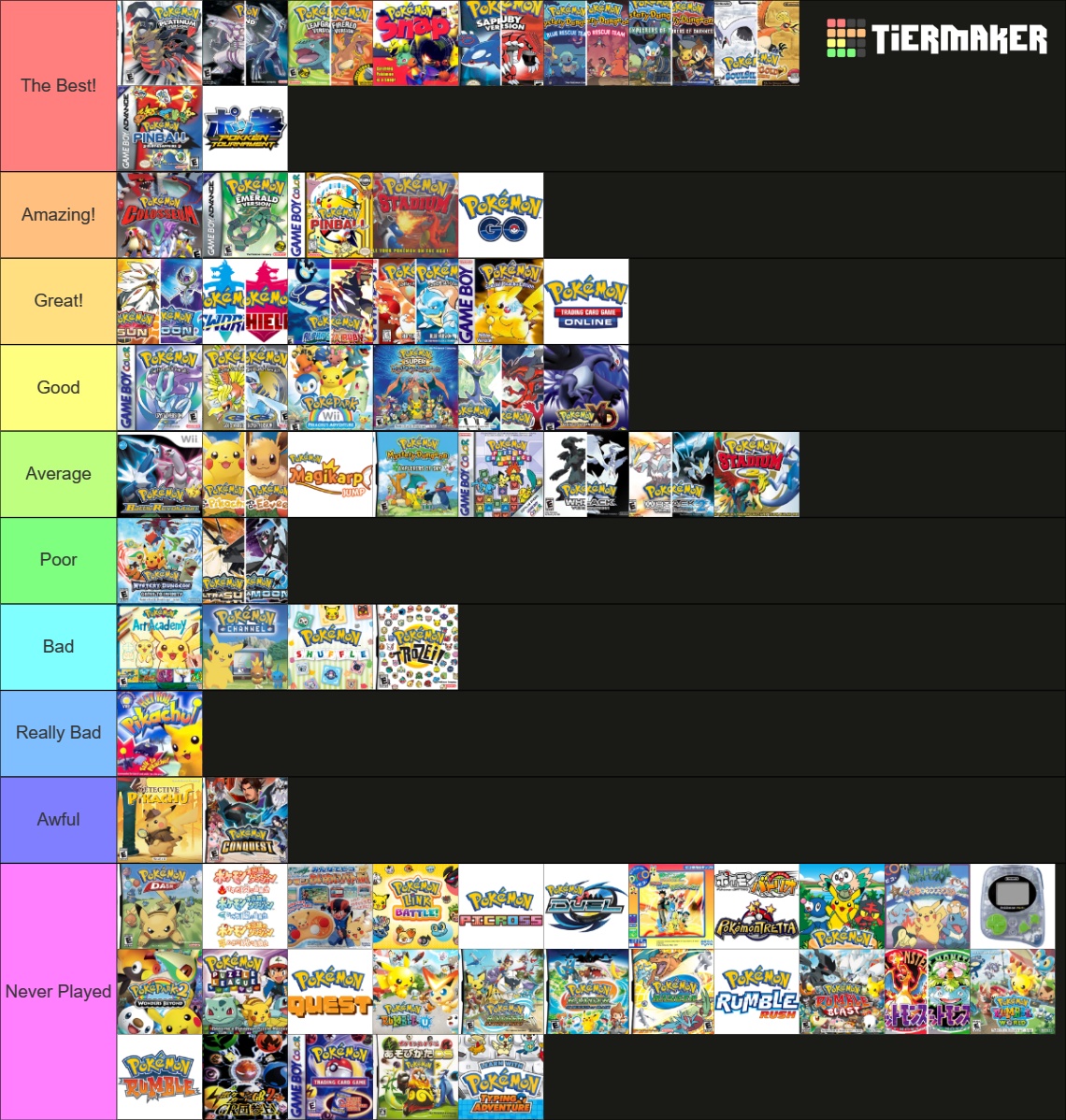 Every (EVERY) Pokemon Game Tier List (Community Rankings) - TierMaker