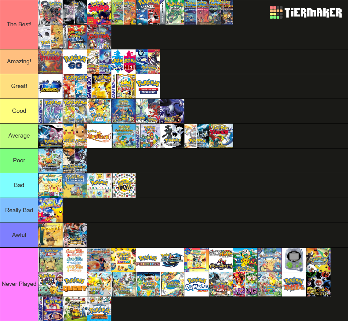 Every (EVERY) Pokemon Game Tier List (Community Rankings) - TierMaker