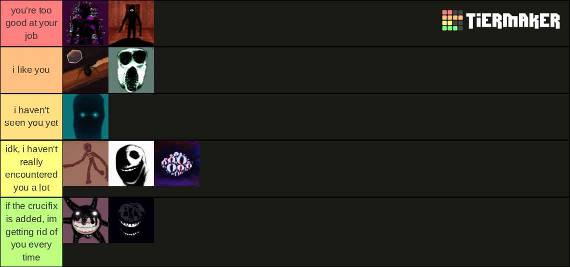 Roblox DOORS monsters Tier List Rankings) TierMaker