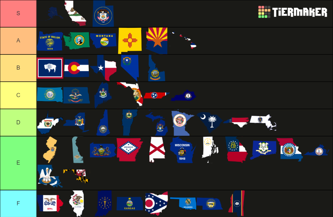 50 states of The United States (Official Flag maps). Tier List ...