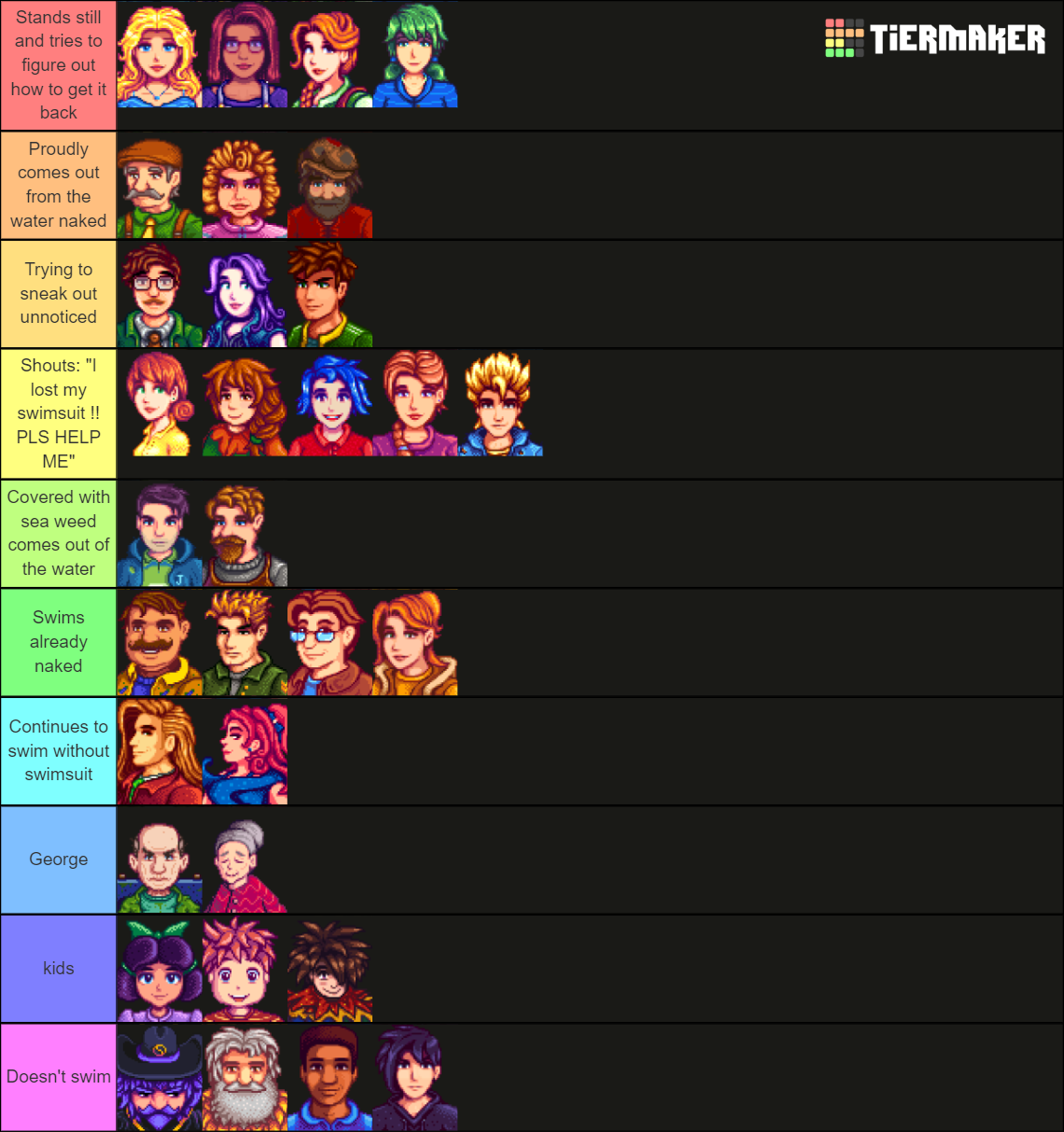 Stardew valley characters lost their swimsuit Tier List (Community ...