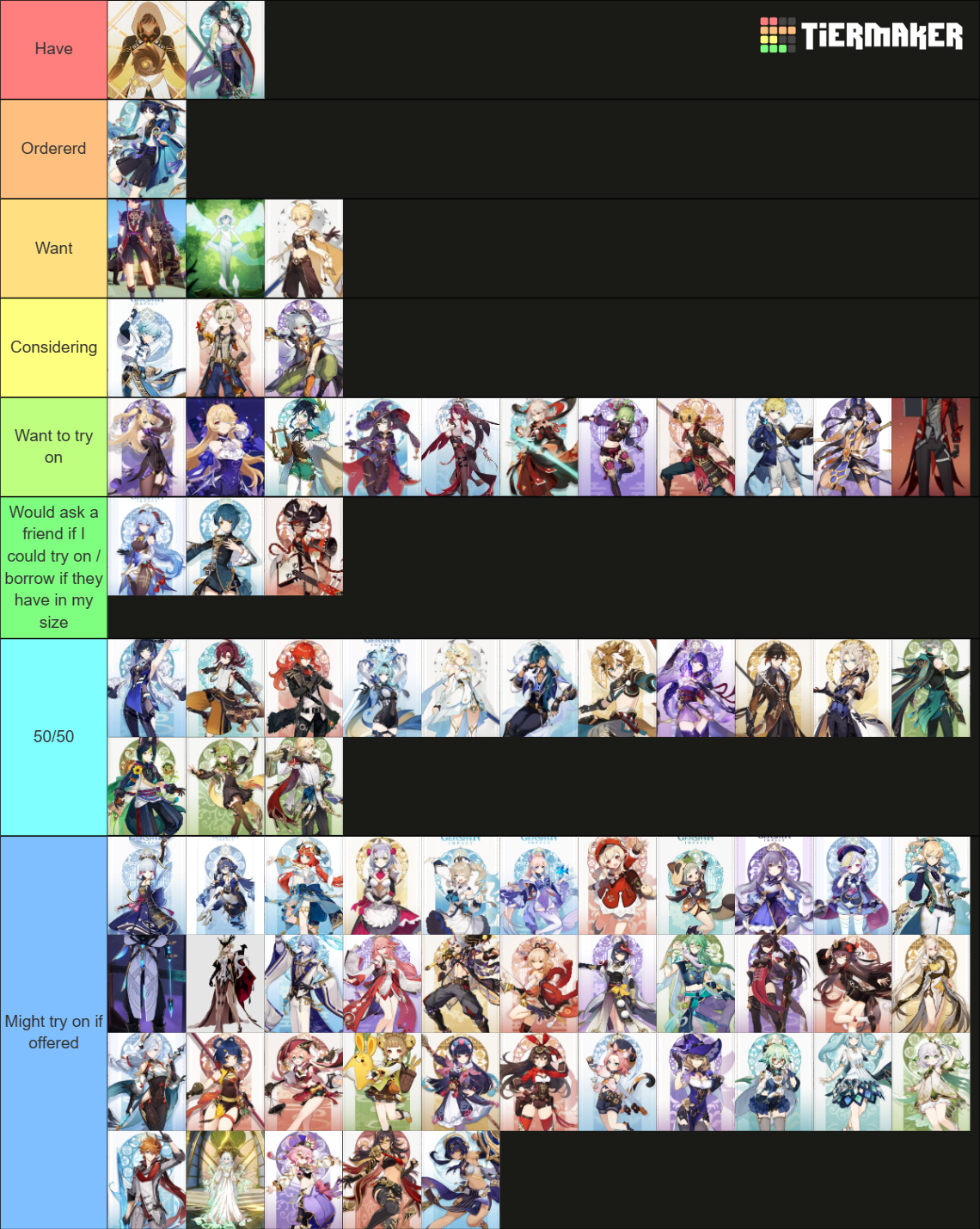 Genshin Impact Cosplay Tier List (Community Rankings) - TierMaker