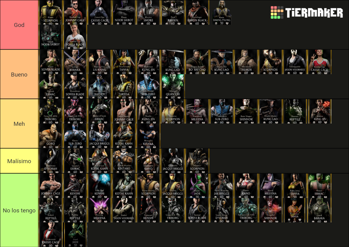 MK Mobile All Gold Cards Tier List Rankings) TierMaker