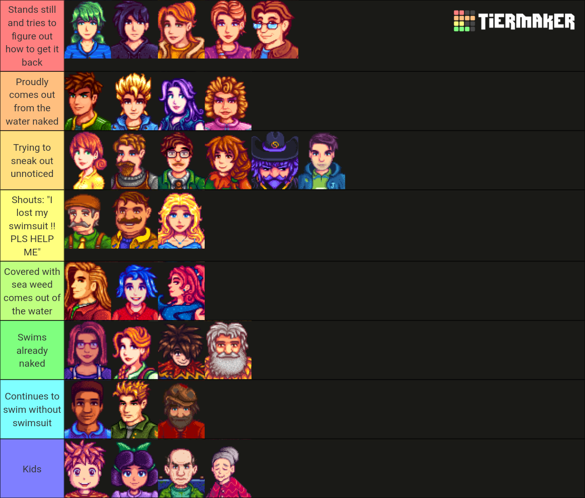 Stardew valley characters lost their swimsuit Tier List (Community ...