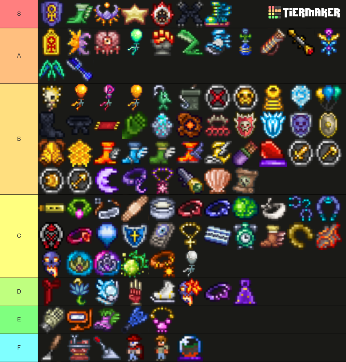 All Terraria Accessories Tier List Rankings) TierMaker