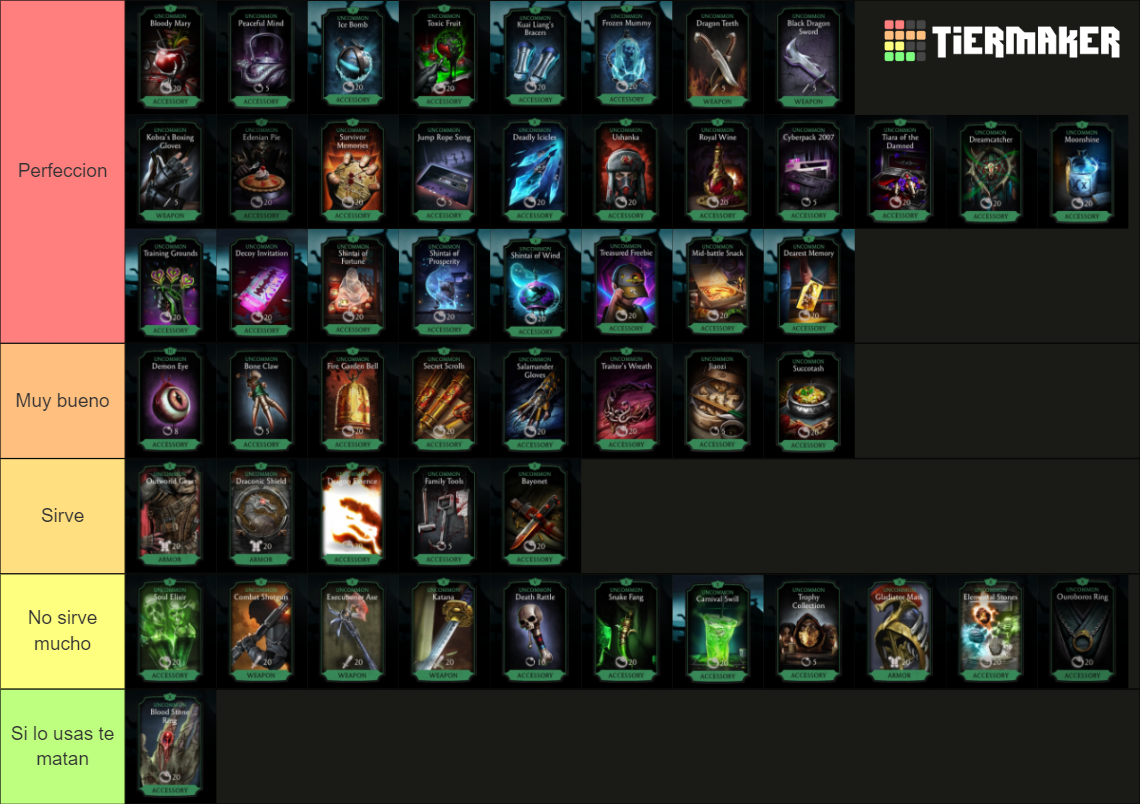 ALL MORTAL KOMBAT mobile Equipment Maker Tier List