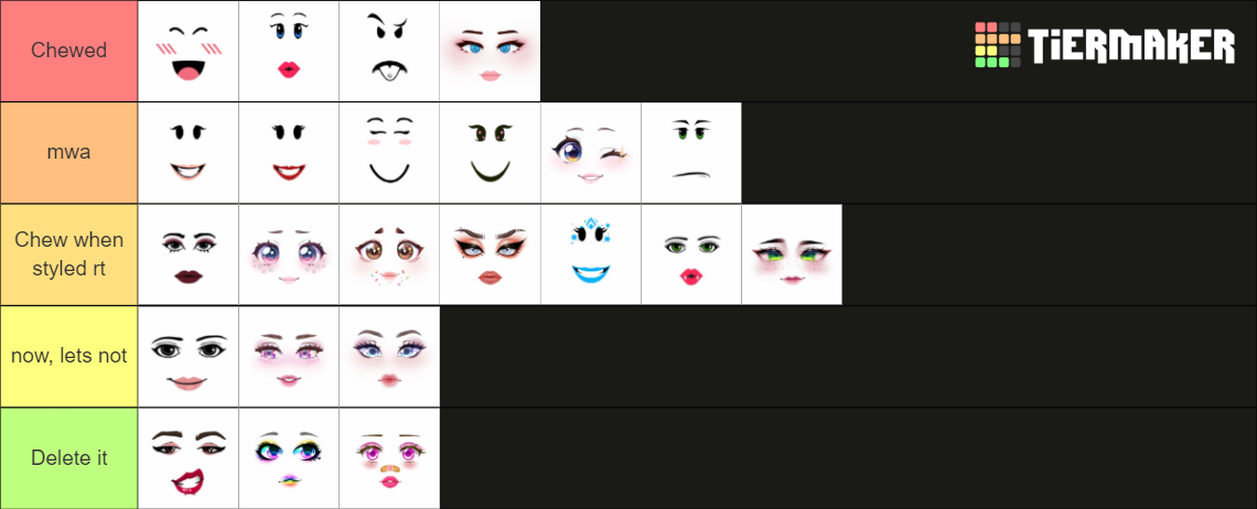 Barbie Faced Template Toycode And Robux Bought Tier List Community Rankings Tiermaker