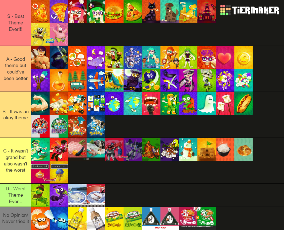 Splatoon 1 All Splatfest Themes Tier List (Community Rankings) - TierMaker