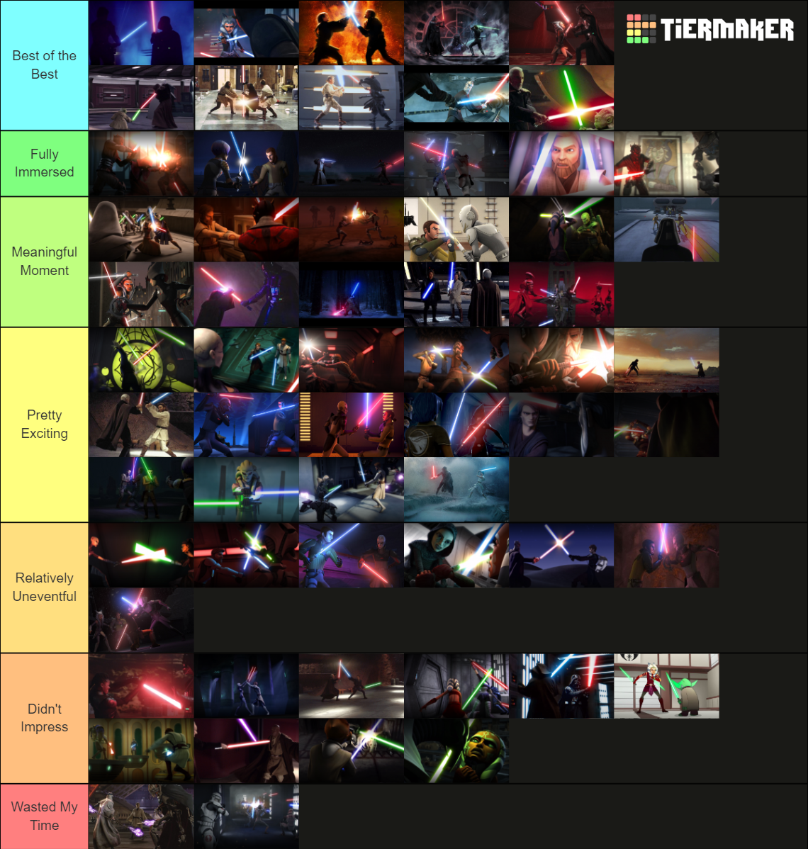 Star Wars Lightsaber Battles Tier List Rankings) TierMaker