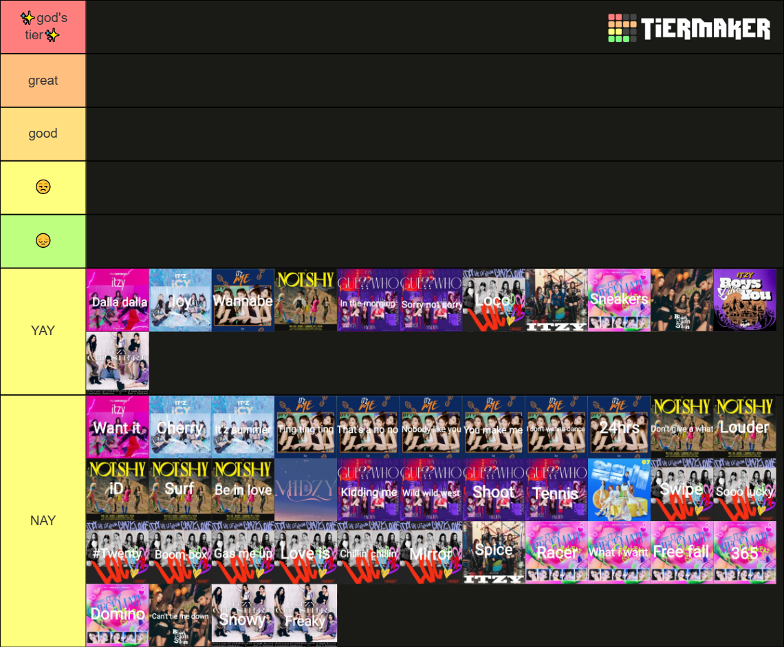 Itzy songs Tier List (Community Rankings) - TierMaker