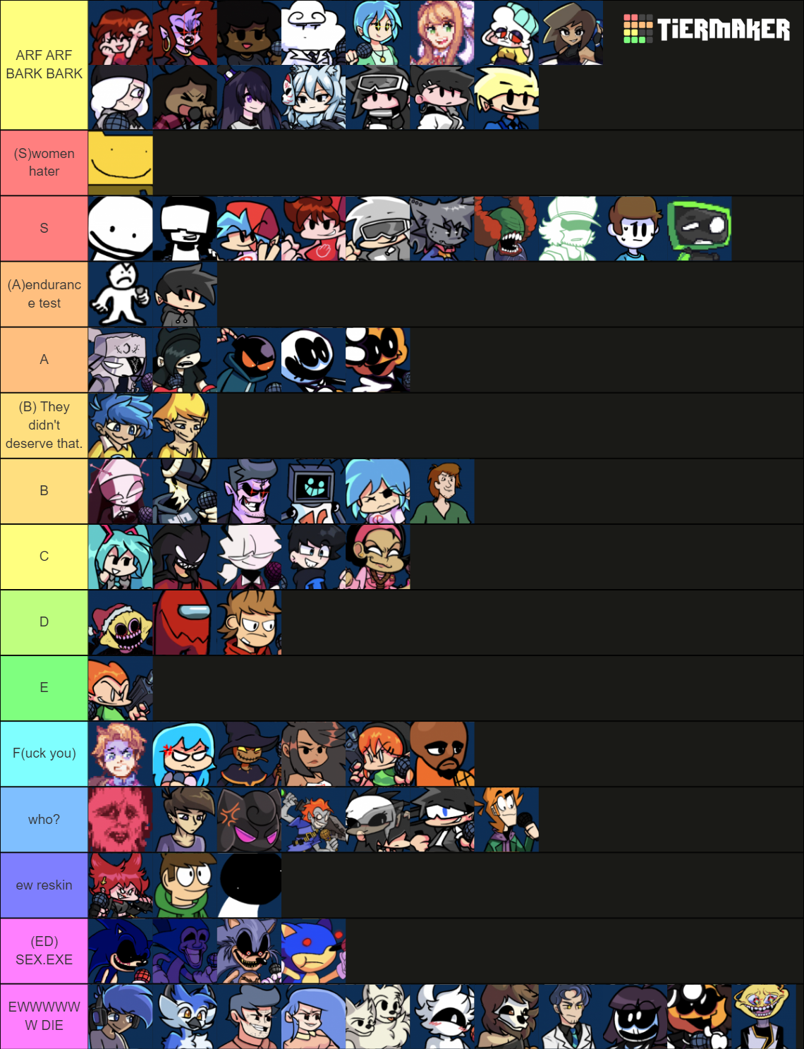 FNF Character Tier List Community Rankings TierMaker