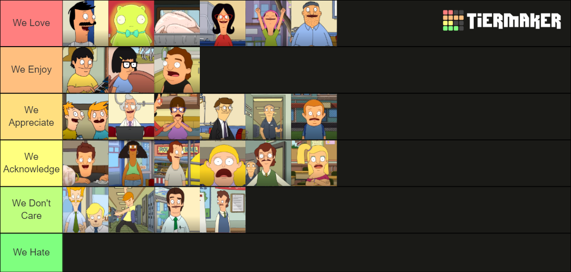 Bob's Burgers Characters Tier List Rankings) TierMaker