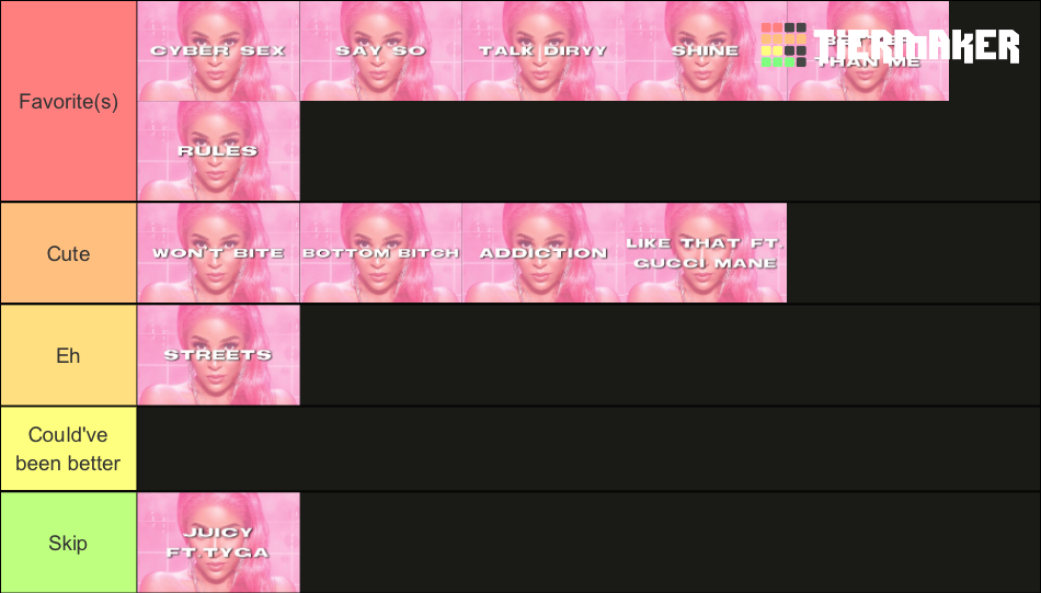 Hot Pink Tracks from Doja Cat Tier List Rankings) TierMaker