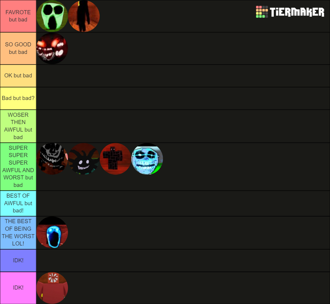 Doors but bad entities (no hotel+) but (with sewer entities) Tier List