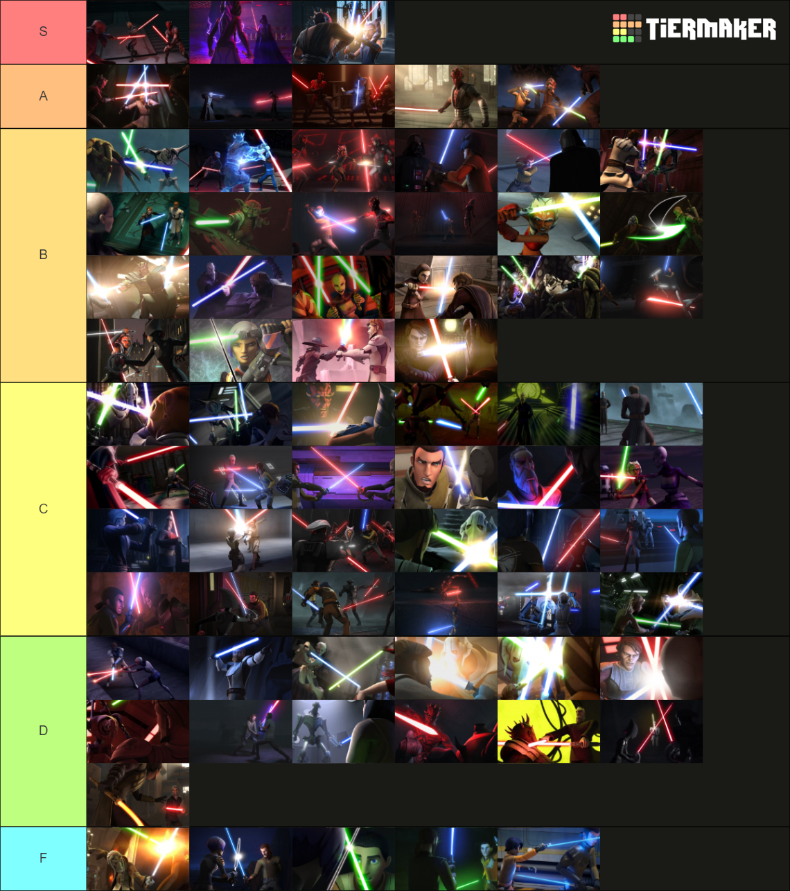 Star wars tcw/rebels lightsaber duels Tier List Rankings