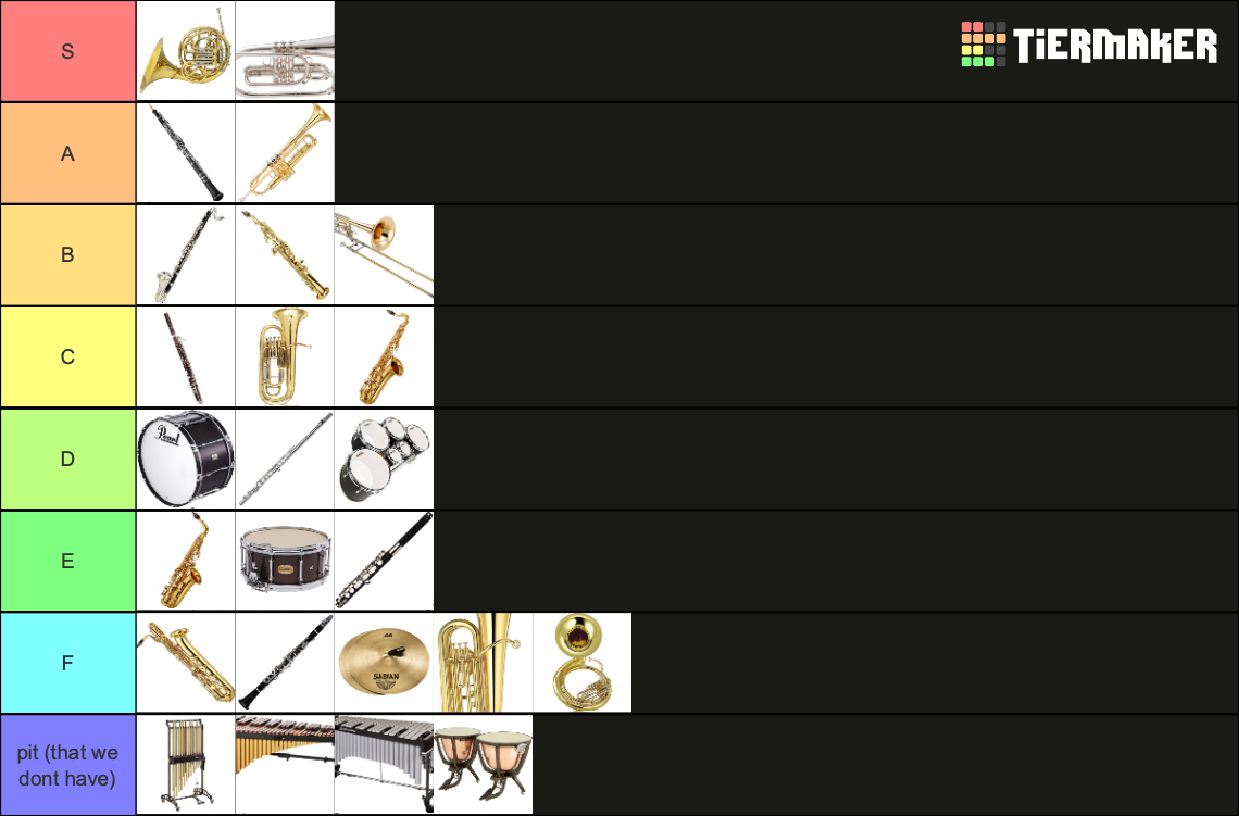 Concert/Marching Band Instruments Tier List Rankings) TierMaker