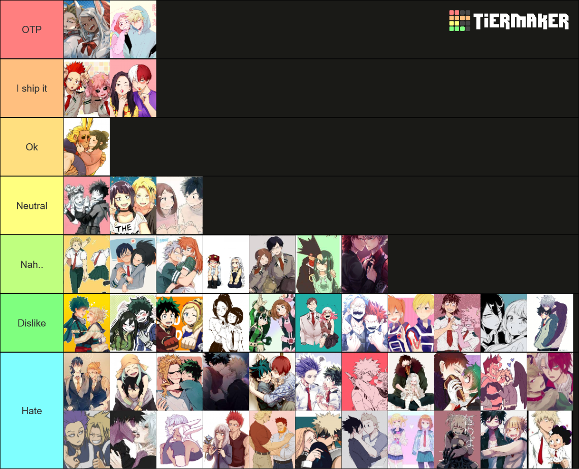 My Hero Academia Ships Bnha Ships Tier List Community Rankings Tiermaker