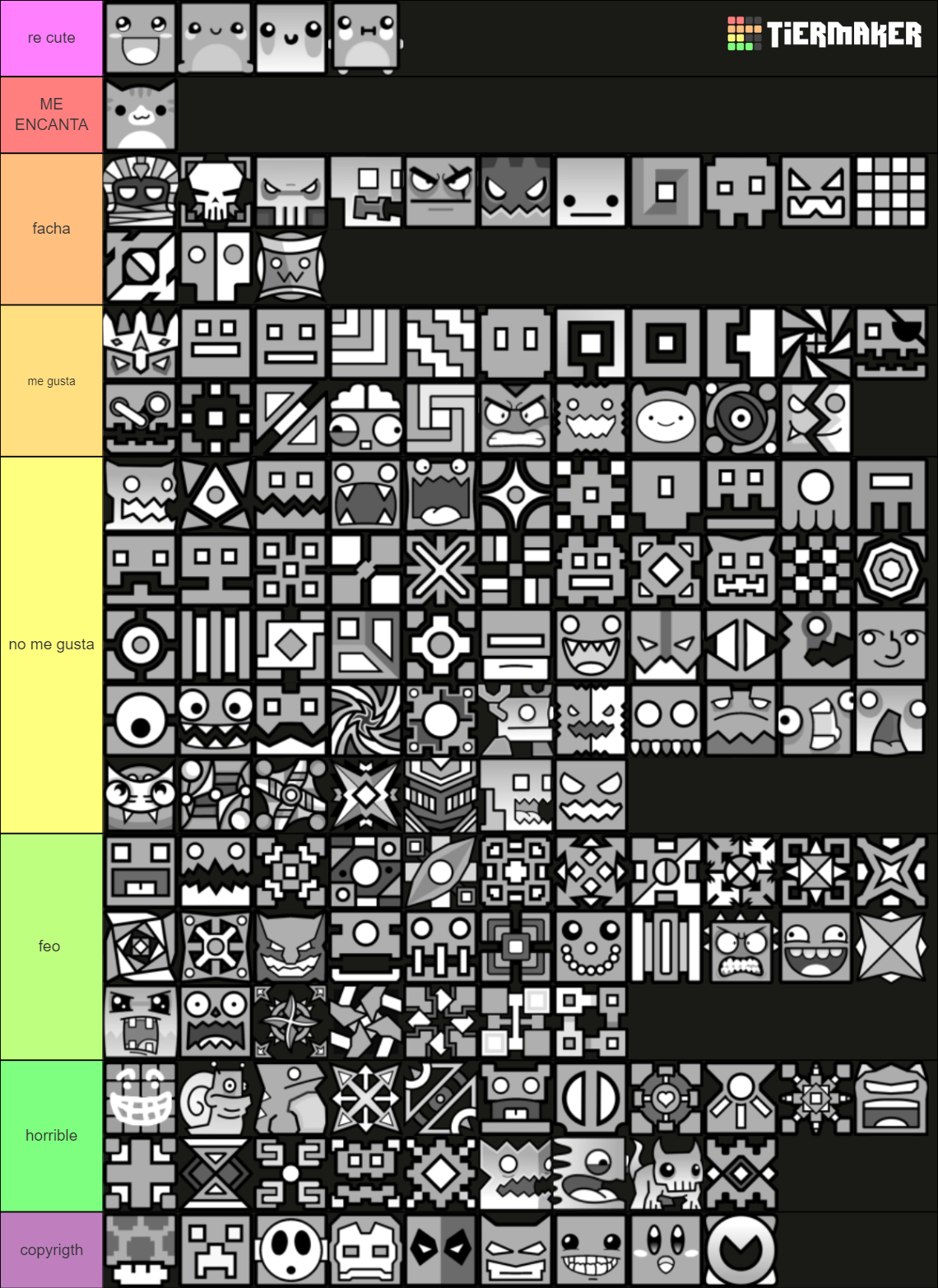 Geometry Dash icon list (Tacts) Tier List (Community Rankings) - TierMaker