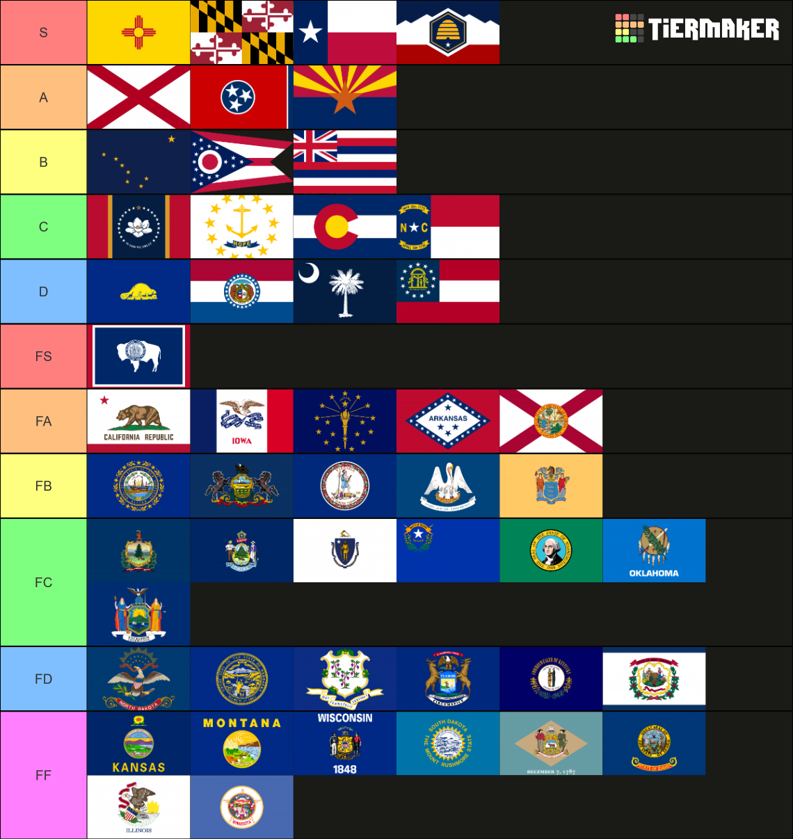 US State Flags (CGP Grey Edition, Landscape) Tier List