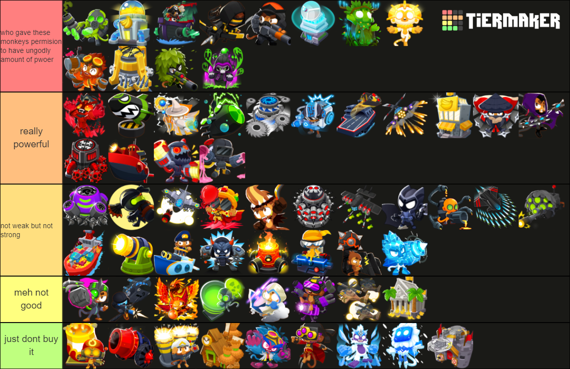 BTD6 Tier 5 Towers Tier List (Community Rankings) - TierMaker