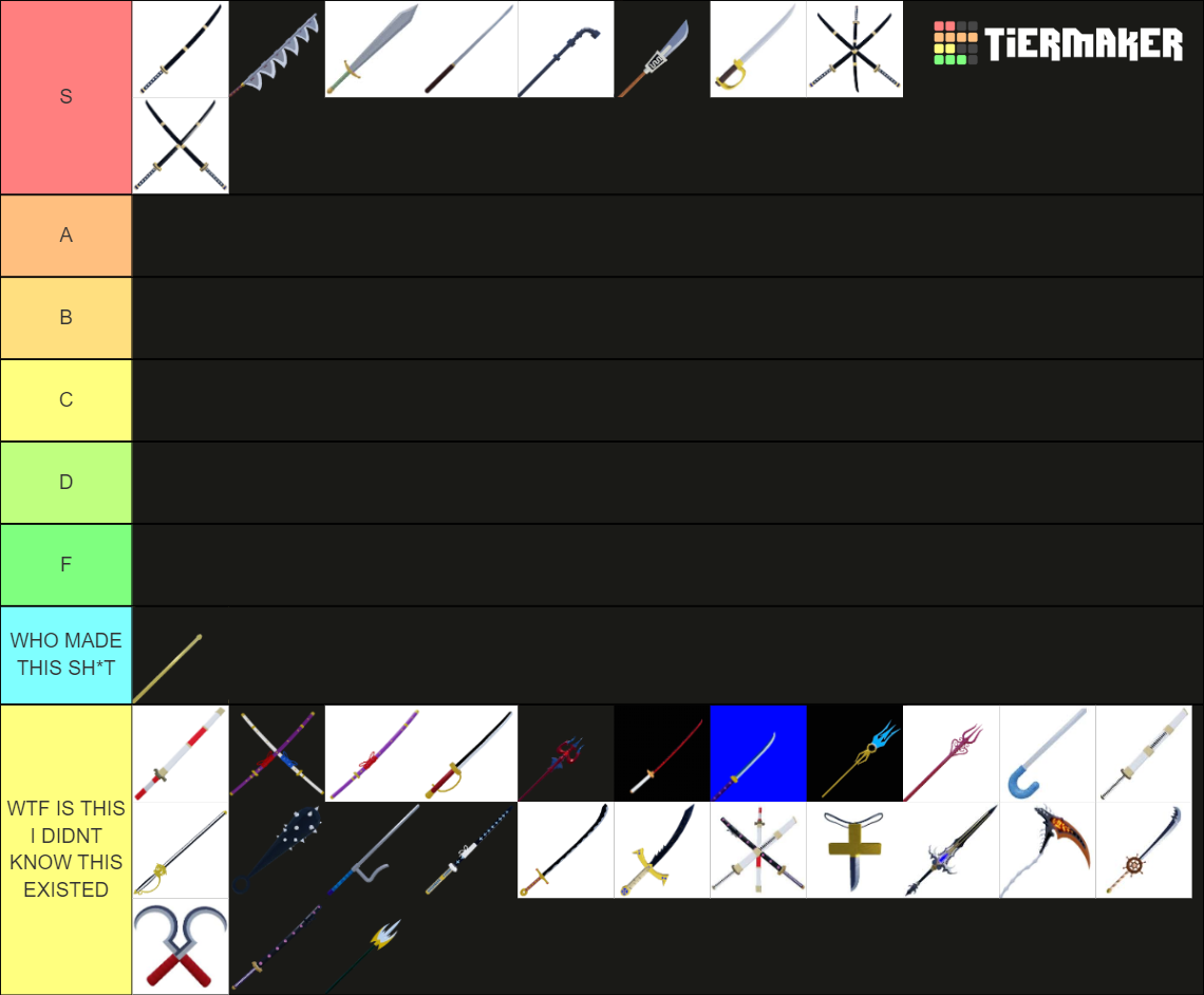 Blox Fruits Sword Tier List Community Rankings Tiermaker