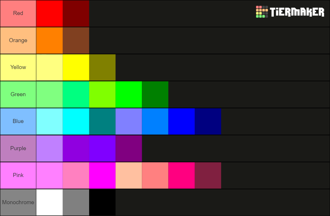 Extended Color Wheel Colors Tier List (Community Rankings) - TierMaker