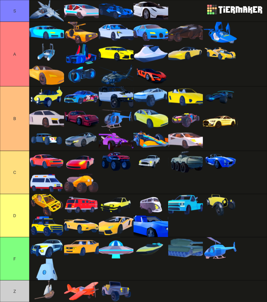 Jailbreak Vehicle (Oct 2022) Tier List (Community Rankings) - TierMaker