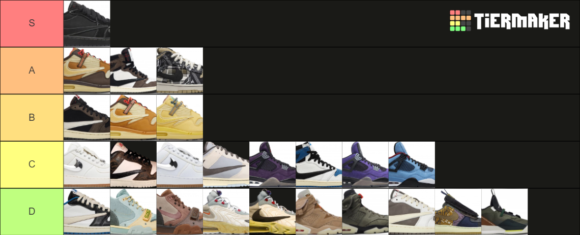 ranking travis scott shoes