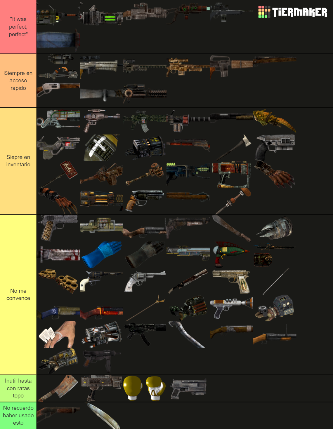 Fallout New Vegas Unique Weapons All Dlc Tier List Community Rankings Tiermaker 9891