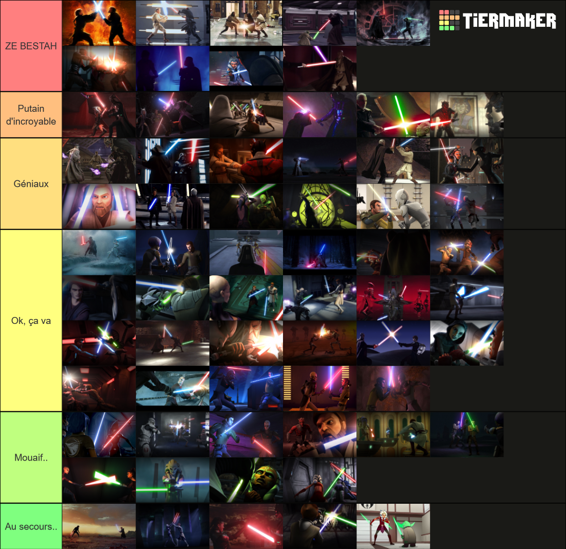 Star Wars Lightsaber Battles Tier List Rankings) TierMaker