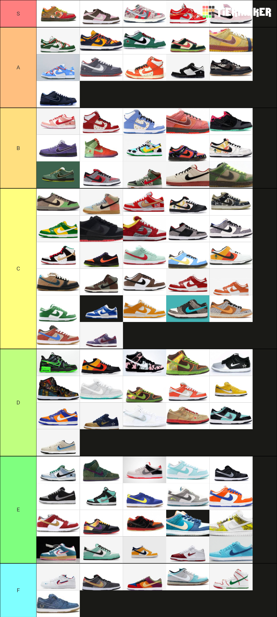list of all nike dunks