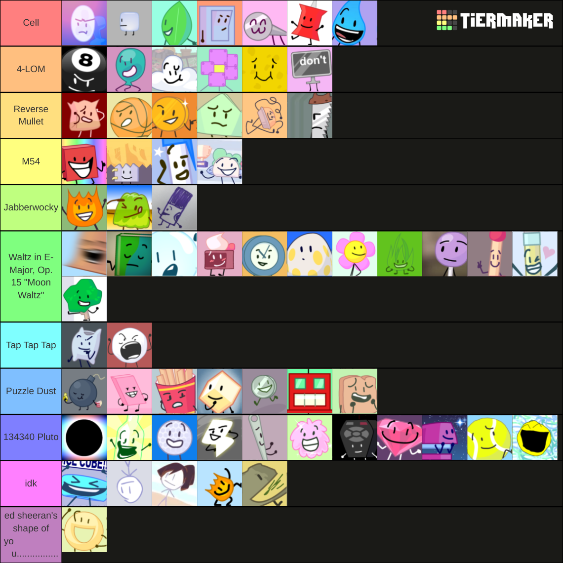 All 64 BFB Characters Tier List (Community Rankings) - TierMaker